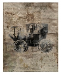 A perfect period piece for your wall by Leftbank. Hang this distressed print of a turn-of-the-century motorcar in the home office, hall way, or anywhere you want to create visual interest.