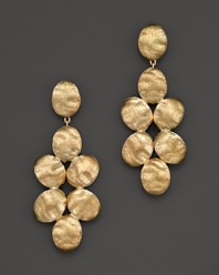 Glamorous hand-engraved drop earrings in 18K yellow gold from Marco Bicego.
