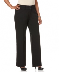 Alfani's straight leg plus size pants are wear-to-work staples-- snag them at an Everyday Value price! (Clearance)