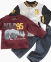 Your rugged rugrat will be outfitted for the season with this varsity-inspired set from Nannette.