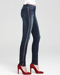 Supple lamb-leather side seams bring a hint of luxury to these otherwise laid-back J Brand skinny jeans.