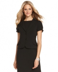 AGB does tailoring with a twist: the short puff sleeves and fitted silhouette add feminine charm to a classic blazer.