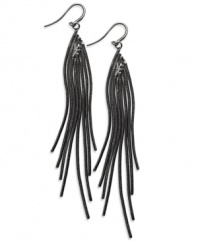 Chic chains! Add an edgy effect to your wardrobe with these dramatic chain drop earrings from Alfani. Made in hematite tone mixed metal, they're a seriously stylish choice. Approximate drop: 3-5/8 inches.