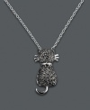 Stir up a feline frenzy in this standout style. Victoria Townsend's cute cat pendant features sparkling black diamond accents and a sterling silver setting. Approximate length: 18 inches. Approximate drop: 3/4 inch.