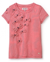 A cute cluster of bows from the right shoulder to the front sweetens this striped tee from Juicy Couture.
