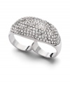 Snap up this hot, new trend. Decorate not one -- but two! -- digits in Bar III's trendy two-finger ring. Crafted in silver tone mixed metal, ring features a dramatic dome shape accented by sparkling crystals. Size 7.