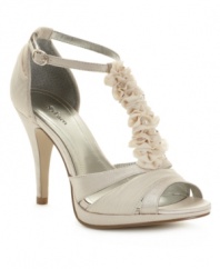 Look sultry in satin. The Jackie sandals by Style&co. are the epitome of elegance with the beaded chiffon ruffle adorning their T-strap silhouette.