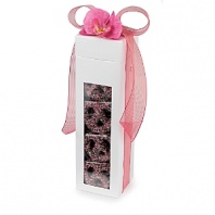 Nicely wrapped in a beautiful box with pink ribbon and flower, these chocolate-covered confections are a mouthwatering delight - perfect for gift giving.