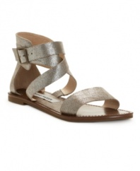 Bare your pedicure with the easy Bethanyy sandals by Steve Madden. A wraparound ankle strap lends a little edge to the cute design.