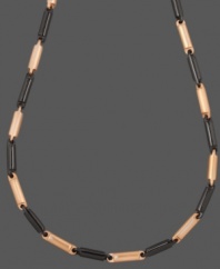 A unique mix. This stylish men's necklace combines rectangular links made of black and brown ion-plated stainless steel. Approximate length: 24 inches.