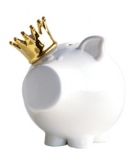 A penny-pinching queen, this irresistible Oinks! piggy bank from Salt&Pepper reigns over your finances wearing a lustrous gold crown and shiny white glaze. A great gift for anyone on a budget, from a brand synonymous with fresh, contemporary home design.