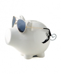 When pigs fly. The Oinks! Aviator piggy bank has earned its wings and, wearing stylin' goldtone shades, is undoubtedly the coolest place to save your pennies. A great gift from Salt&Pepper, a brand synonymous with fresh, contemporary home design. (Clearance)