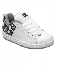 He's too young to ride the board but not too young to look skater cool with these sneakers from DC Shoes.