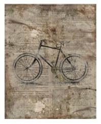 Now that bicycles are fashionable again, this Leftbank print will instantly modernize any space with the classic image, which is on a background of an old document that lends an air of mystery.