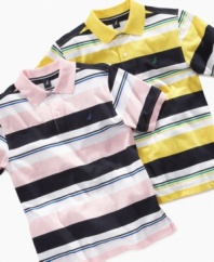 He'll strut his stuff in stripes with one of these preppy polo shirts from Nautica.