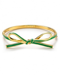 kate spade new york puts a rich spin on the girlish ribbon theme. This sweetly styled bangle is a chic reminder to be jeweled.