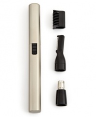 Great looks are in the details. This 2-in-1 trimmer and detailer makes it easy to maintain goatees, mustaches, necklines, sideburns and eyebrows, plus nose & ear hair! Operated by a lithium battery, the high-powered tool features a dual head-rotary or detail-so you can take unwanted hair out. 3-year warranty. Model 5640.