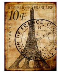 Give your home a sense of time and place with this first-class wall art, featuring a distressed Eiffel Tower print and French postmark circa 1950.