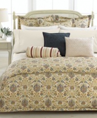 Lauren Ralph Lauren's Marrakesh Rug duvet cover features a Moroccan-inspired print in warm earthy colors for a luxuriously elegant appeal. Finished with a smooth sateen and a 1 1/2 tailored edge cord. Top back button closure.