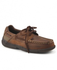 The handsome Charter boat shoe by Sperry Top-Sider is extremely lightweight and flexible for ultimate comfort. Whether he is attending a special event or letting out some energy at the park rubber pods on the outsole will provide traction and durability while genuine rawhide laces ensure a secure fit.
