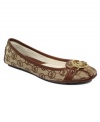 MICHAEL by Michael Kors' Monogram Jaquard Fulton moc flats add a touch of sophistication to your casual looks.
