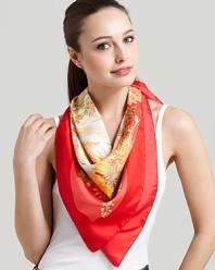 An oversized silk scarf with bright floral and leopard print, a fierce style from Salvatore Ferragamo.