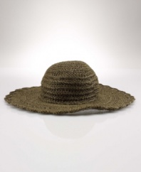 Intricately crocheted from lightweight paper straw, Denim & Supply Ralph Lauren's oversized floppy hat adds a decidedly haute element to any warm-weather look.