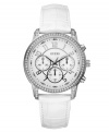 Crystals and a croc pattern up the ante on this chic white watch by GUESS.