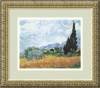 Yellow Wheat and Cypresses by Vincent Van Gogh, Framed Print Art - 14.12 x 16.12