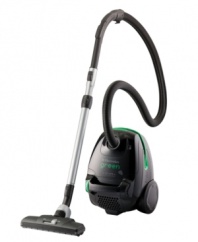 It's easy being green-made from over 50% recycled materials with 50% of the packaging made from unbleached cardboard, this small, compact and powerful vacuum changes the color of cleaning. The extra quiet motor provides superior bare floor cleaning with convenient features, like a 3-in-1 combination tool, full-size turbo nozzle and up to 34' of reach, taking the earth-and your home-by storm! 5-year warranty. Model EL4101A.