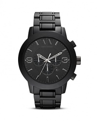 Designed with clean, masculine style in mind, this matte black watch from Armani Exchange is a sleek choice. Set it against a crisp white shirt with skinny tie for a modern contrast.