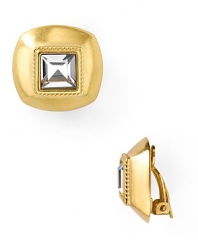 T Tahari Crystal Square Button Earrings