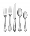 In best-quality stainless steel, Wallace's Hotel Lux flatware set offers all the character of traditional sterling, without the work! Six graceful patterns with ornate etchings, scrolling leaves, lace patterns and other fine details inspired by historic settings epitomize old-world grandeur.