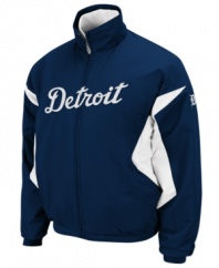 Knock it out of the park. Take team spirit to the next level with this Detroit Tigers jacket featuring Therma Base technology from Majestic.