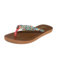 Let your inner fashionista fly. G by Guess Kyte thong sandals are multi-hued, so they go great with everything.