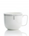 With a pure white finish and simple, geometric edge in durable bone china, the Links mug from Hotel Collection has a look of quiet elegance that's ideal at modern tables.