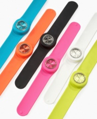 Bold and bright colors make these slap-on wristwatches fantastically flashy and fun.