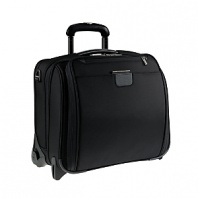 This compact Briggs & Riley rolling briefcase boasts two sections: one for organizing and filing and one with a removable sleeve that fits most 15.4 laptops. Front organizer has multiple pockets, including padded ones for gadgets such as tablets, cameras, e-readers and cases. File section fits letter and legal size folders. Interlocking handle system allows for multiple bag stacking.