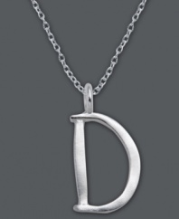 The perfect personalized gift. A polished sterling silver pendant features the letter D with a chic asymmetrical shape. Comes with a matching chain. Approximate length: 18 inches. Approximate drop: 3/4 inch.