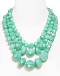 Gorgeous gobstopper gems make this kate spade new york necklace a total knockout. It flaunts a layered three-strand cascade that come cast in summer-right sea-foam green.