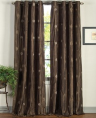 Introducing a new icon of style. The Monroe window panel energizes your space with allover broomstick pleating and a circle motif for a fun, refreshing appeal. Grommet top.