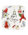 Let the countdown begin. This whimsical Lenox cookie platter features maids-a-milking, turtle doves, a partridge in a pear tree and more charming watercolor motifs that illustrate the classic holiday carol, the 12 Days of Christmas.