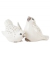 Two little birds. Figural salt and pepper shakers plucked from the charming Hydrangea dinnerware pattern add an extra touch of whimsy to the casual dining area. From Edie Rose by Rachel Bilson.