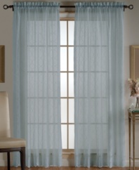 A vintage-inspired crushed material is heightened with shimmering geometric embroidery upon this Wavy Diamonds window panel. Available in an array of colors, it can be layered or left alone for a beautiful update.