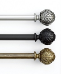 Exquisitely crafted, the Paulina curtain rod set evokes a classic appeal. Beautifully detailed finials feature a design of overlapping leaves in a refined round shape for a traditional sensibility.