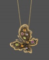 Capture the essence of nature with Le Vian's vibrant butterfly pendant. Crafted in 14k gold with smokey quartz (1-1/2 ct. t.w.), multicolored sapphire (7/8 ct. t.w.), amethyst (1/10 ct. t.w.), citrine (1/10 ct. t.w.), pink amethyst (1/4 ct. t.w.) and white diamonds (3/8 ct. t.w.). Approximate length: 18 inches. Approximate drop: 1-3/4 inches.