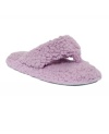 Stay grounded. Step out of the shower and right into these ultra-comfy thong slippers by Muk Luks®. Soft faux sherpa is scented with aromatherapy to keep you feeling peaceful.