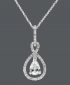 Simple and sublime. This sparkling pendant by B. Brilliant adds just the right touch with a a pear-cut cubic zirconia (1-5/8 ct. t.w.) and cubic zirconia-accented setting and bail. Crafted in sterling silver. Approximate length: 18 inches. Approximate drop: 1-1/4 inch.