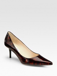 Exquisite tortoise print and a lacquered heel rejuvenate this patent leather point toe pump. Lacquered heel, 2½ (65mm)Printed patent leather upperPoint toeLeather lining and solePadded insoleMade in ItalyOUR FIT MODEL RECOMMENDS ordering true size. 