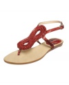 A striking snake print and intricate lanyard-like woven detailing set the Steffie sandals by Calvin Klein sandals worlds apart from the rest.